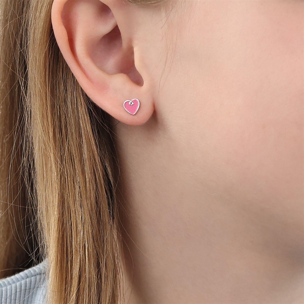 Lillifee Mädchen Ohrstecker 2101027 Herz pink Silber 925