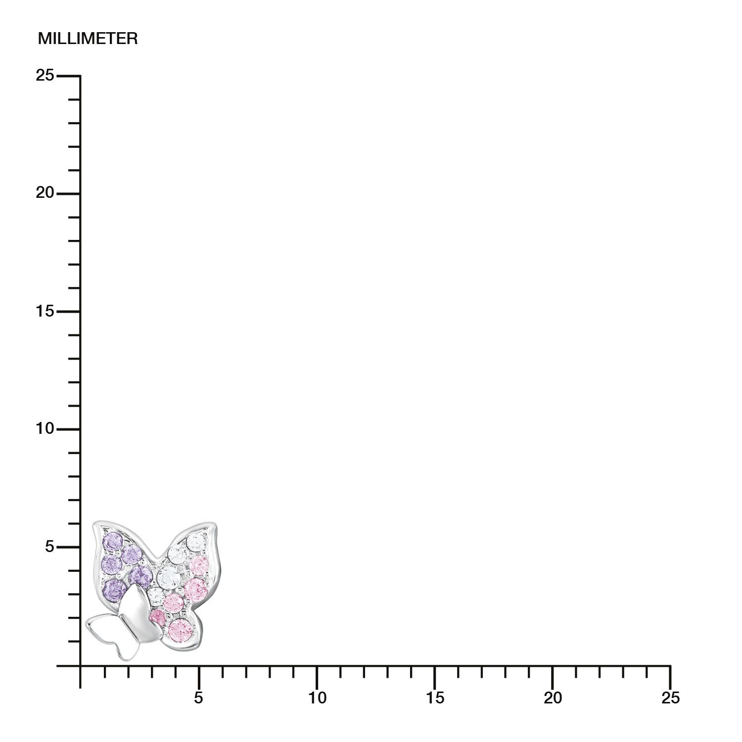 Lillifee Mädchen Ohrstecker 2021063 Schmetterling Silber 925 Zirkonia synth.