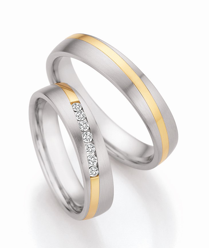 Eheringe Trauringe Ruesch 88/25050 88/25060 Gold & Steel Elegance