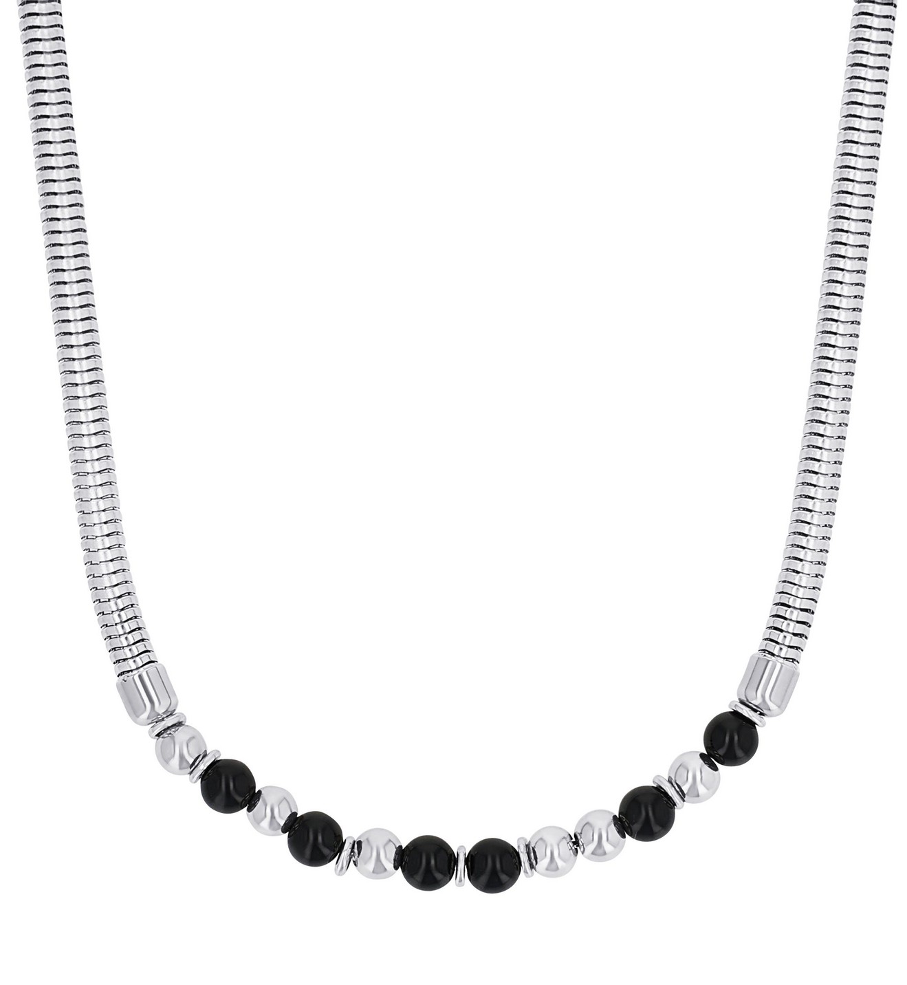 s.Oliver Damen Halskette 2040605 Edelstahl mit Achatkugeln schwarz