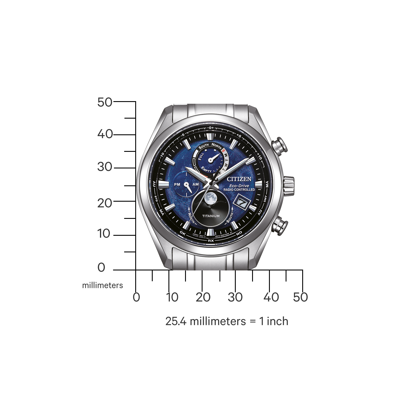 Citizen Herrenarmbanduhr Tsuki-yomi BY1010-81L Funk Solar Mondphase