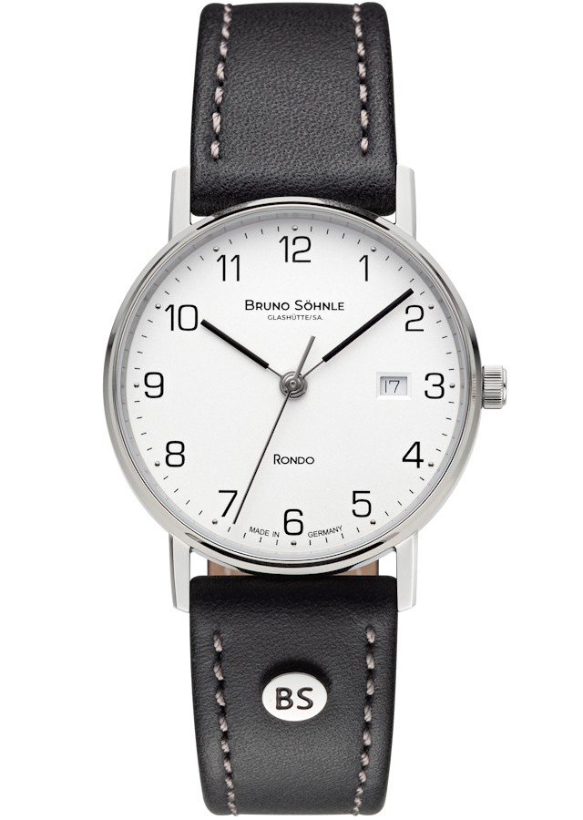 Bruno Söhnle Damen Armbanduhr 17-13106-221 Rondo Edelstahl Lederband schwarz