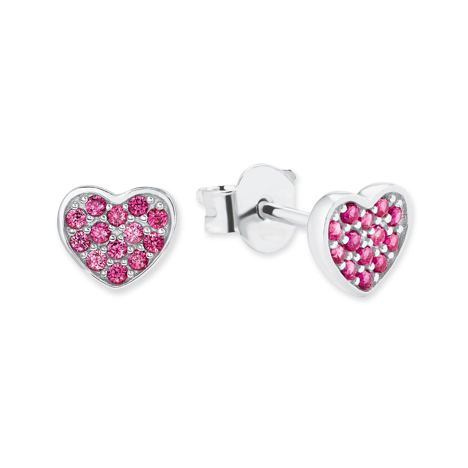 s.Oliver Mädchen Ohrstecker 2020867 Herz Silber synth. Zirkonia pink