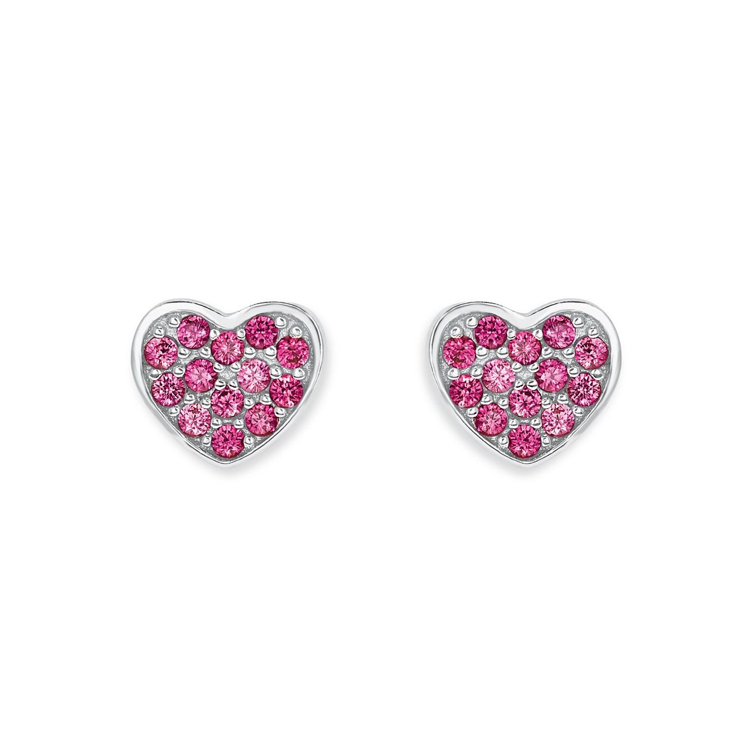 s.Oliver Mädchen Ohrstecker 2020867 Herz Silber synth. Zirkonia pink