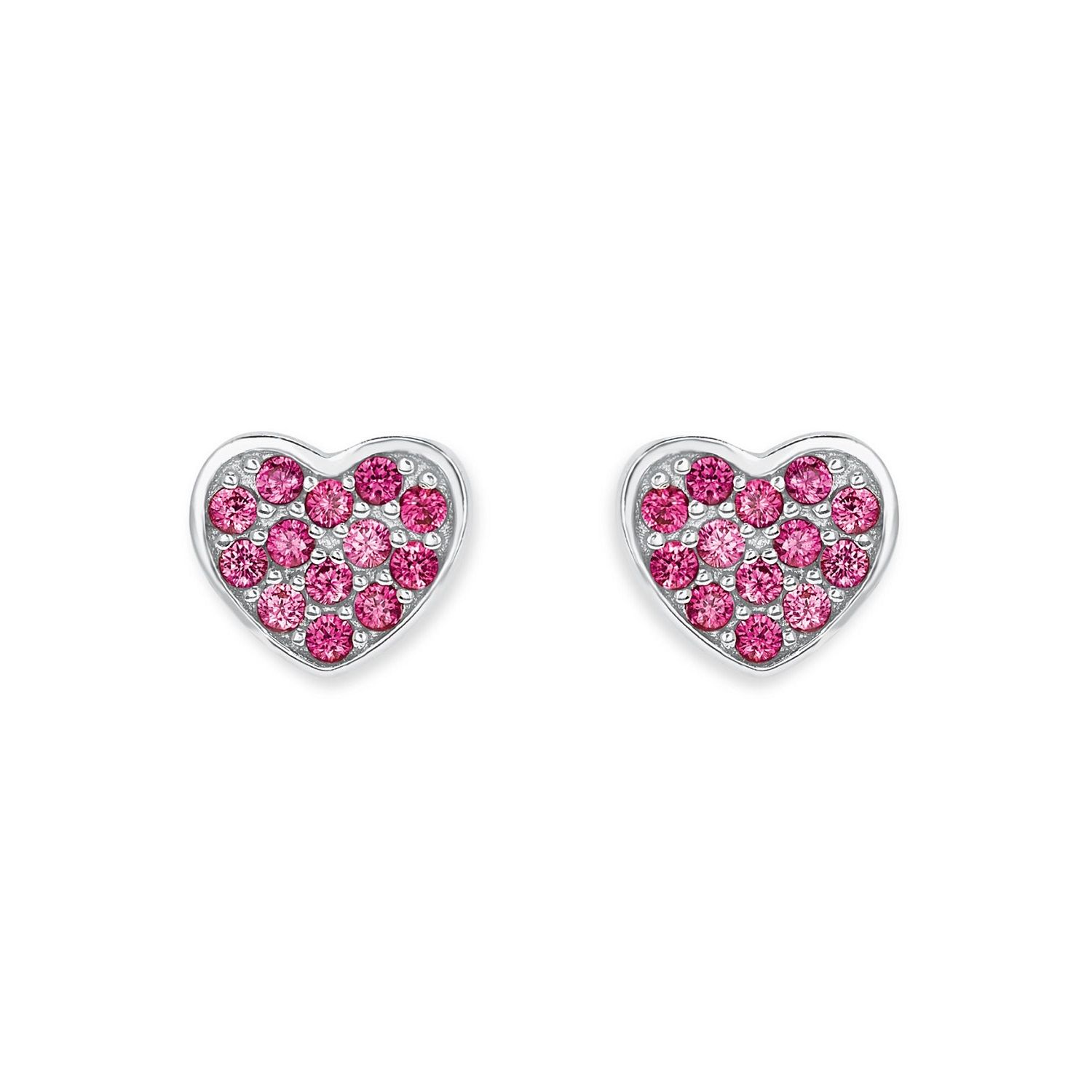 s.Oliver Girls Ohrstecker 2020867 Herz Silber Zirkonia pink