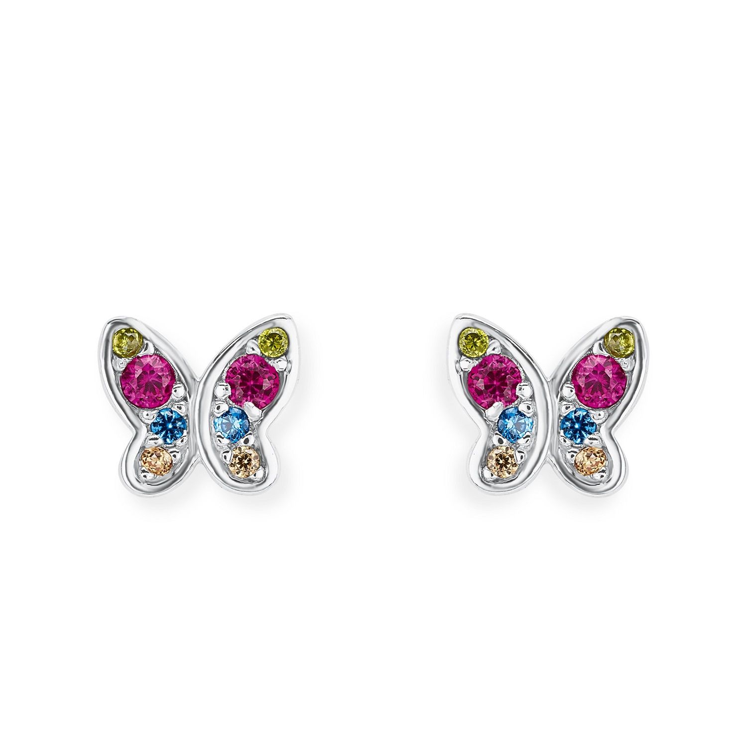 s.Oliver Girls Ohrstecker 2020868 Schmetterling Silber 925 Zirkonia bunt