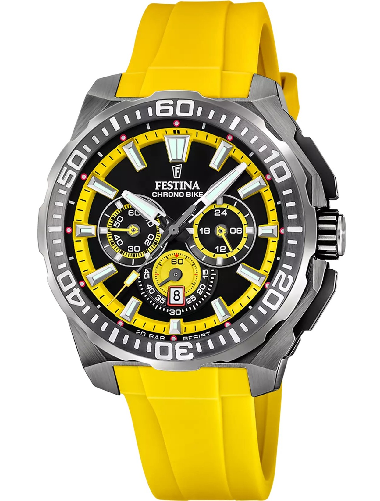 Festina Herren Armbanduhr Chrono Bike F20725/1 Edelstahl Silikonarmband gelb
