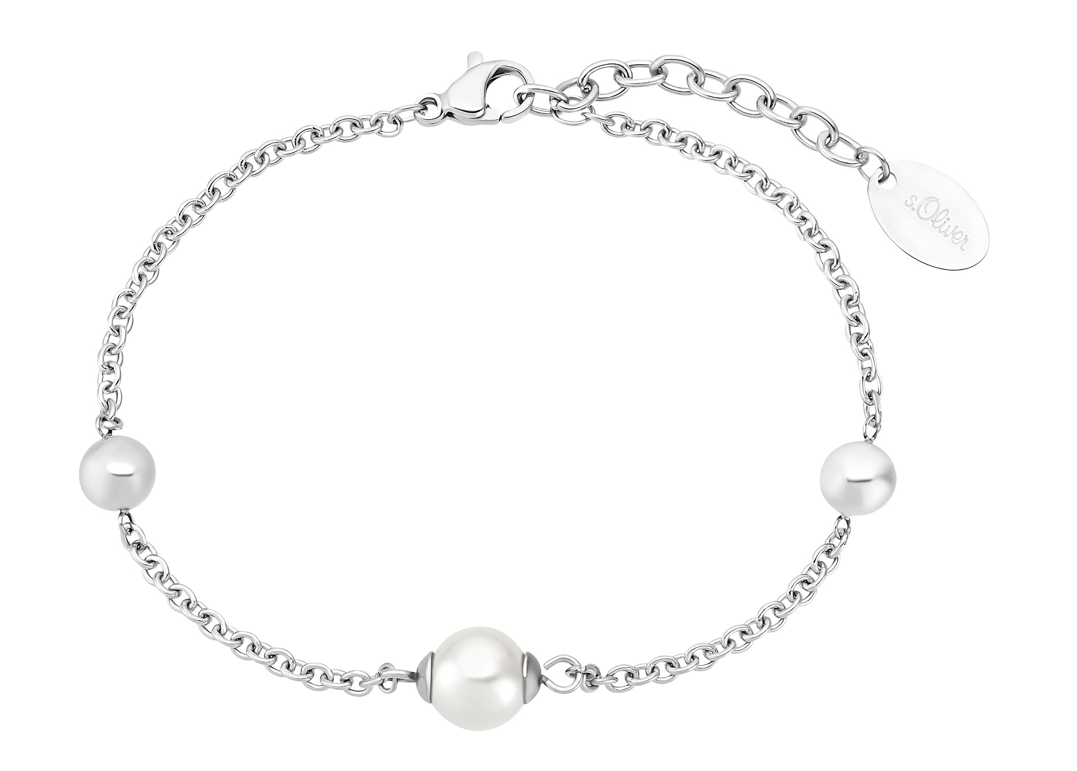 s.Oliver Damen Armband 2031466 Edelstahl Zirkonia Glasperle