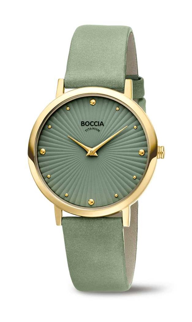 Boccia Damen Armbanduhr Trend 3365-04 Titan Lederband hellgrün
