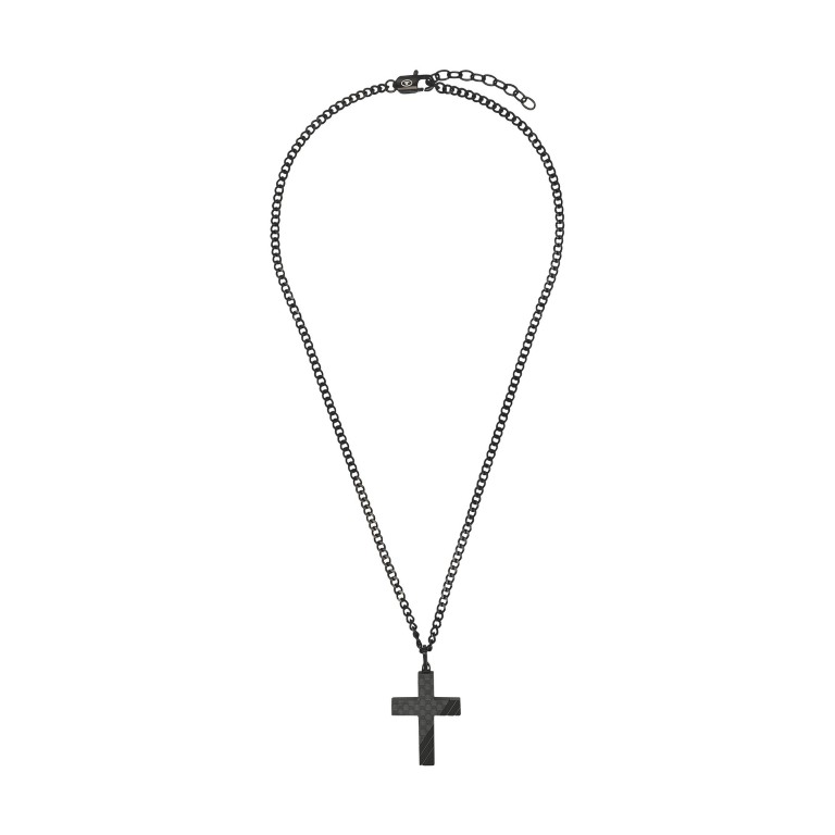 Tom Tailor Herren Halskette 2100637 Panzergliederung mit Anhänger Kreuz Edelstahl Schwarz