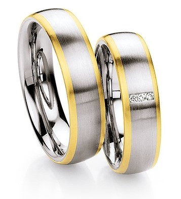 Eheringe Trauringe Ruesch 88/01310-060 Steel & Gold 585 Brillant