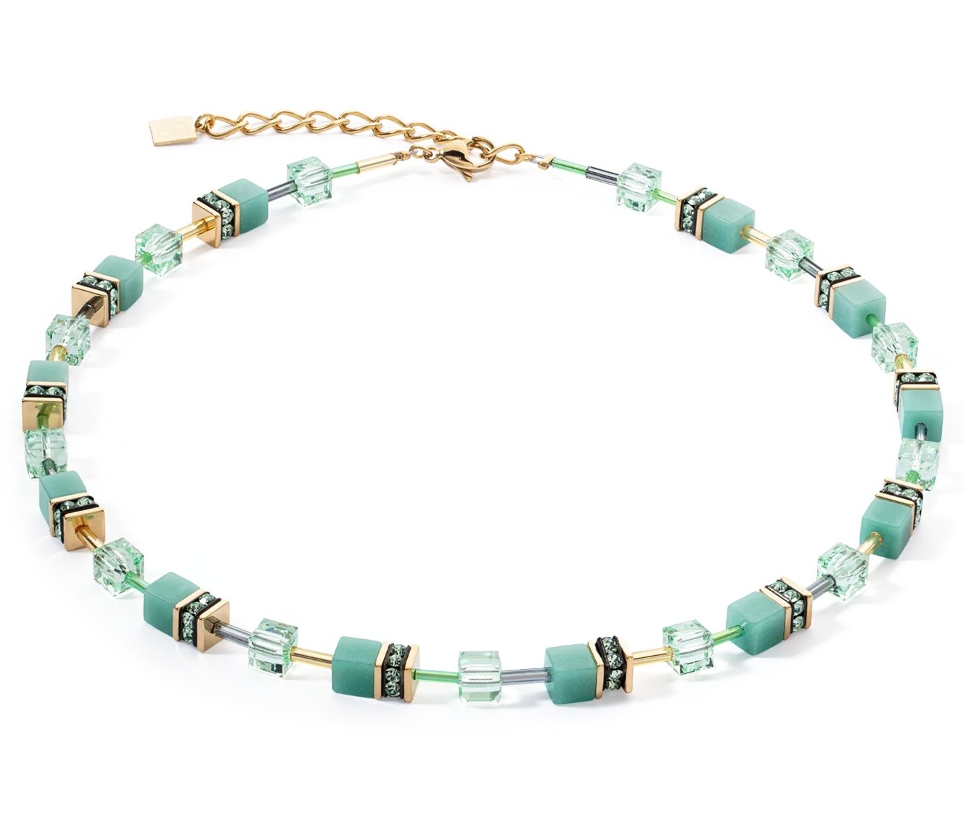 Coeur De Lion Damen Halskette 4020/10-0533 GeoCUBE® Iconic Mono Gold Grün