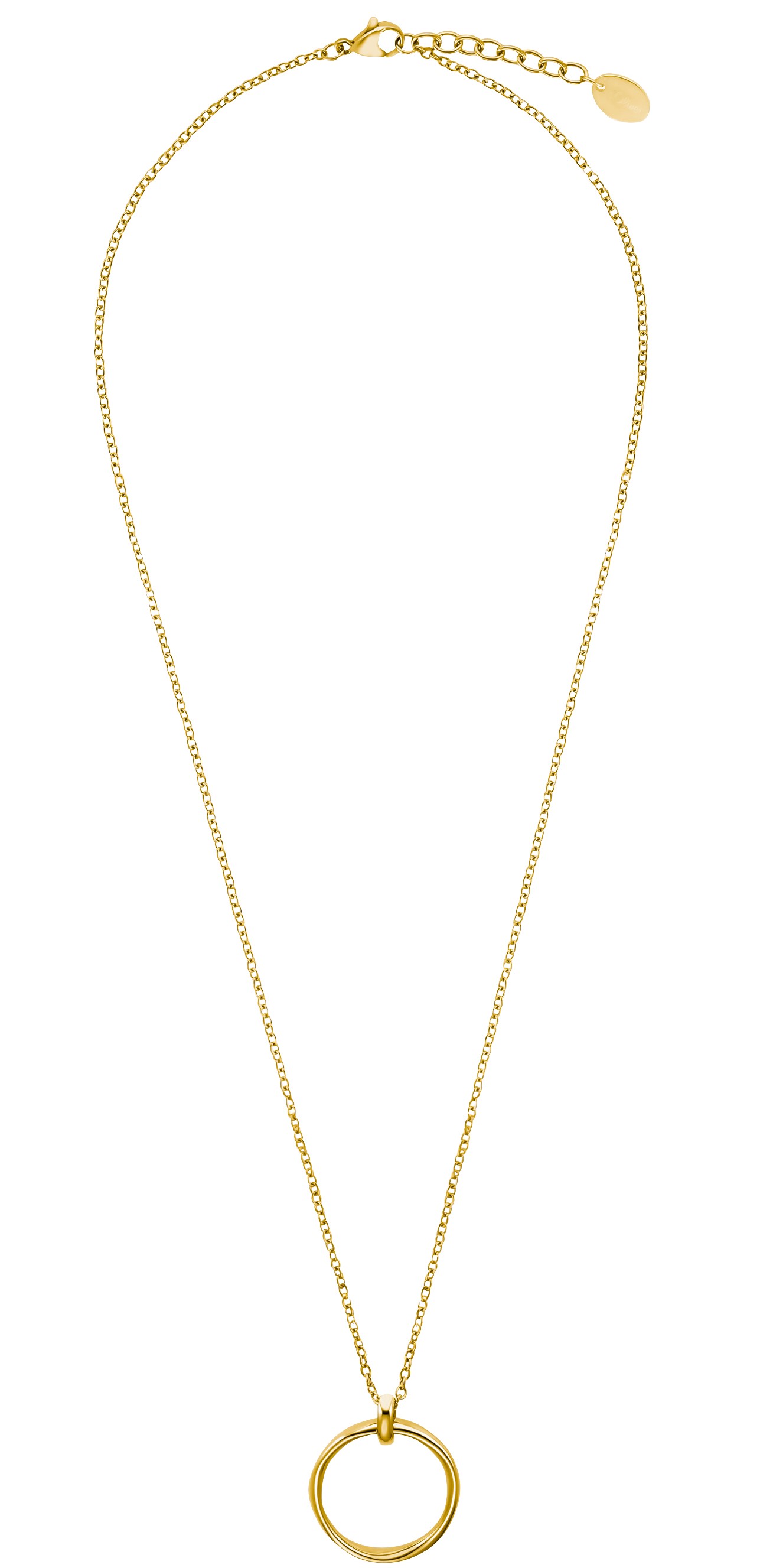 s.Oliver Damen Halskette 2033934 mit Anhänger Kreis Edelstahl gelbgold IP