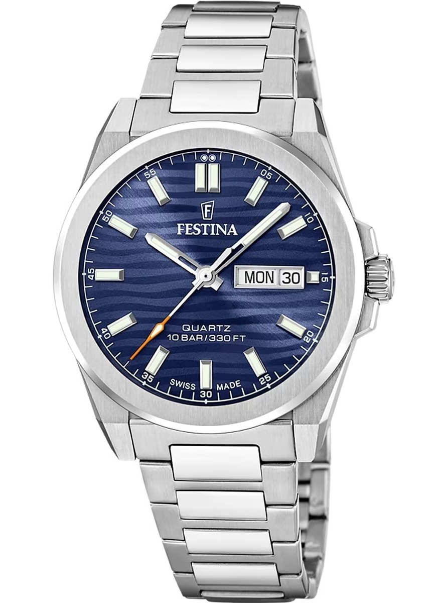 Festina Herren Armbanduhr "Swiss Made" Montre Acier cadran F20073/2 Edelstahl