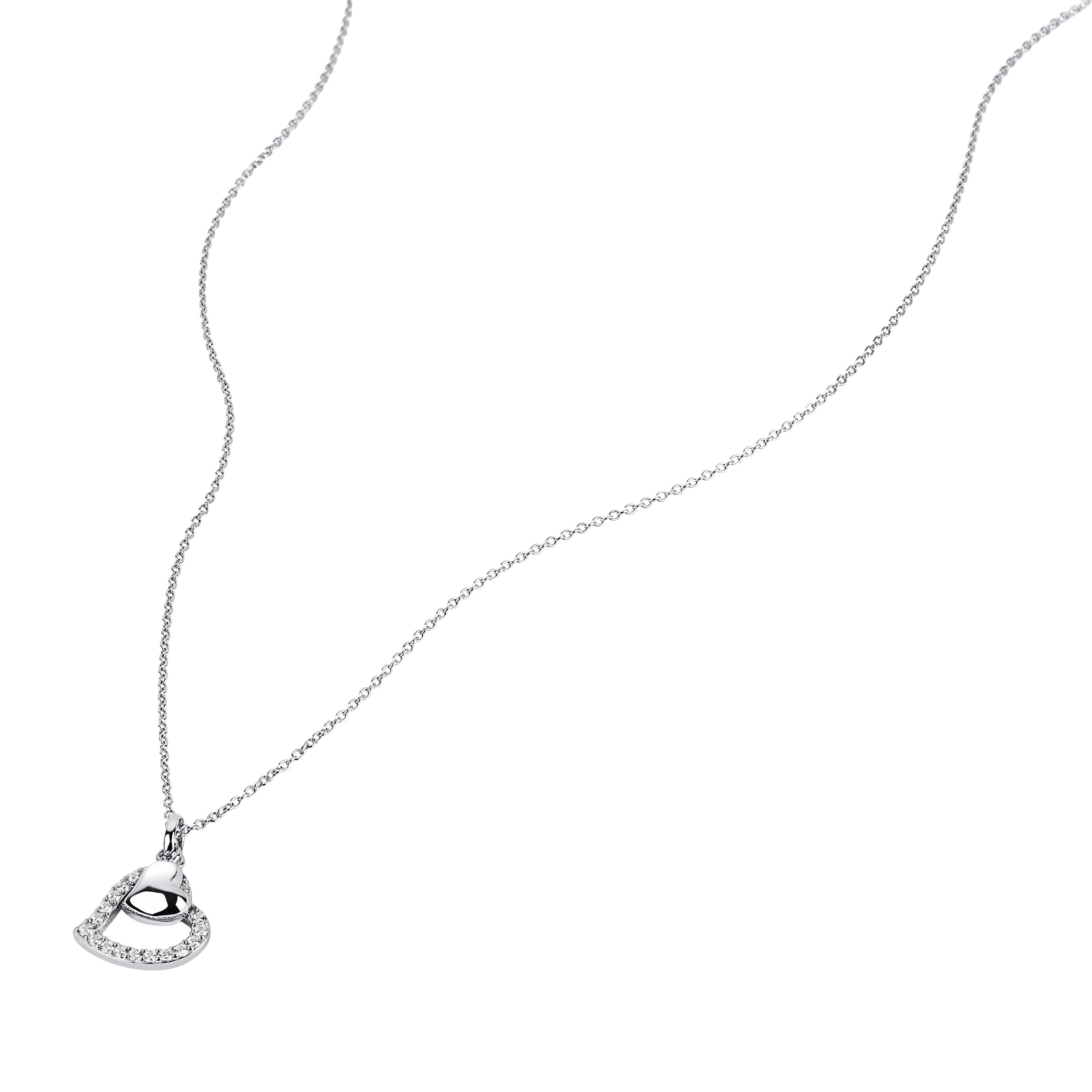 Tom Tailor Damen Halskette 2101277 mit Herz-Anhänger Silber 925 synth. Zirkonia
