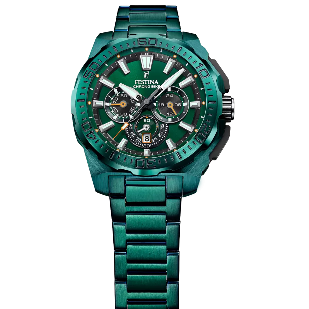 Festina Herren Armbanduhr Chrono Bike F20730/1 Edelstahl grün IP Special Edition