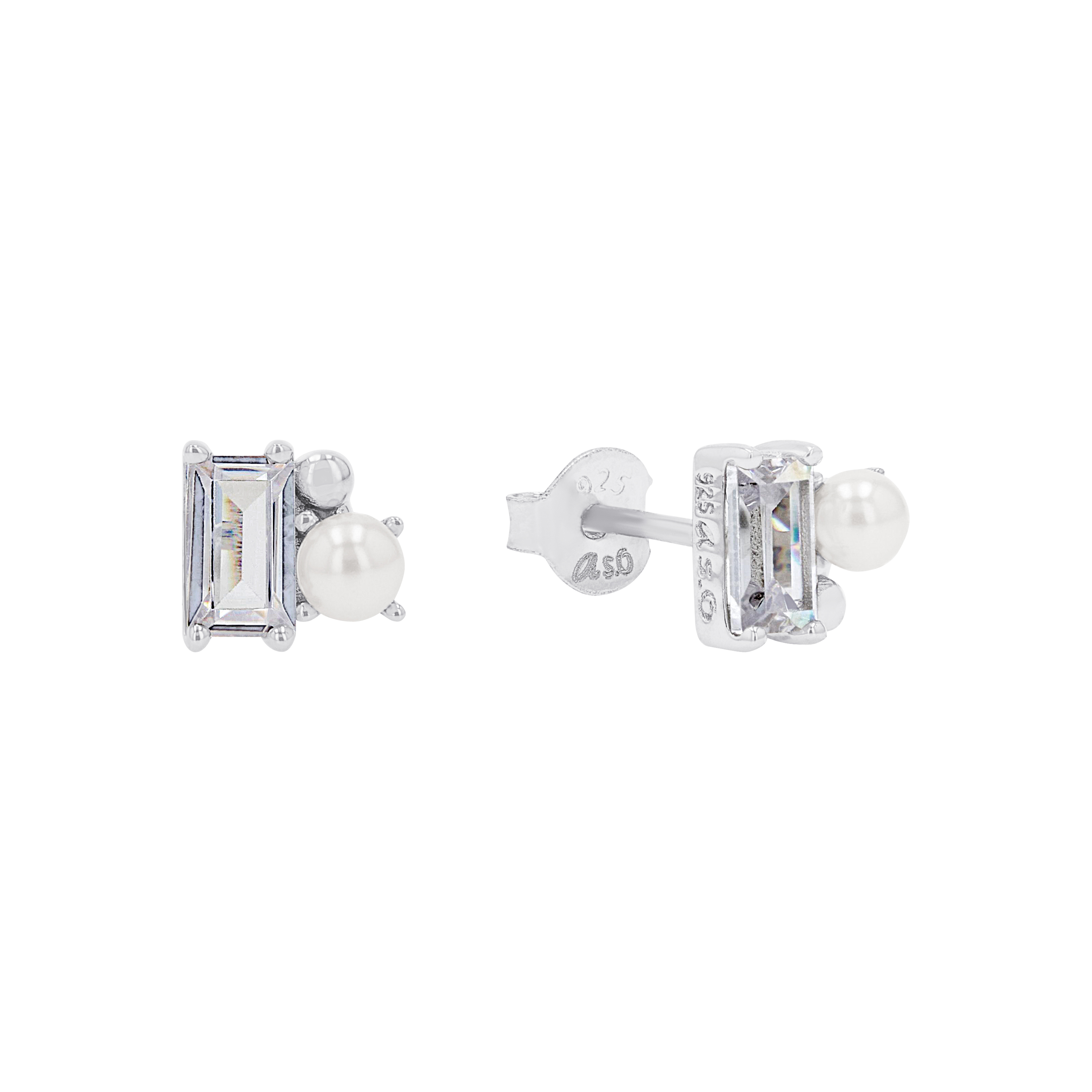 s.Oliver Damen Ohrstecker 2039698 Silber 925 synth. Zirkonia, Süßwasserzuchtperle