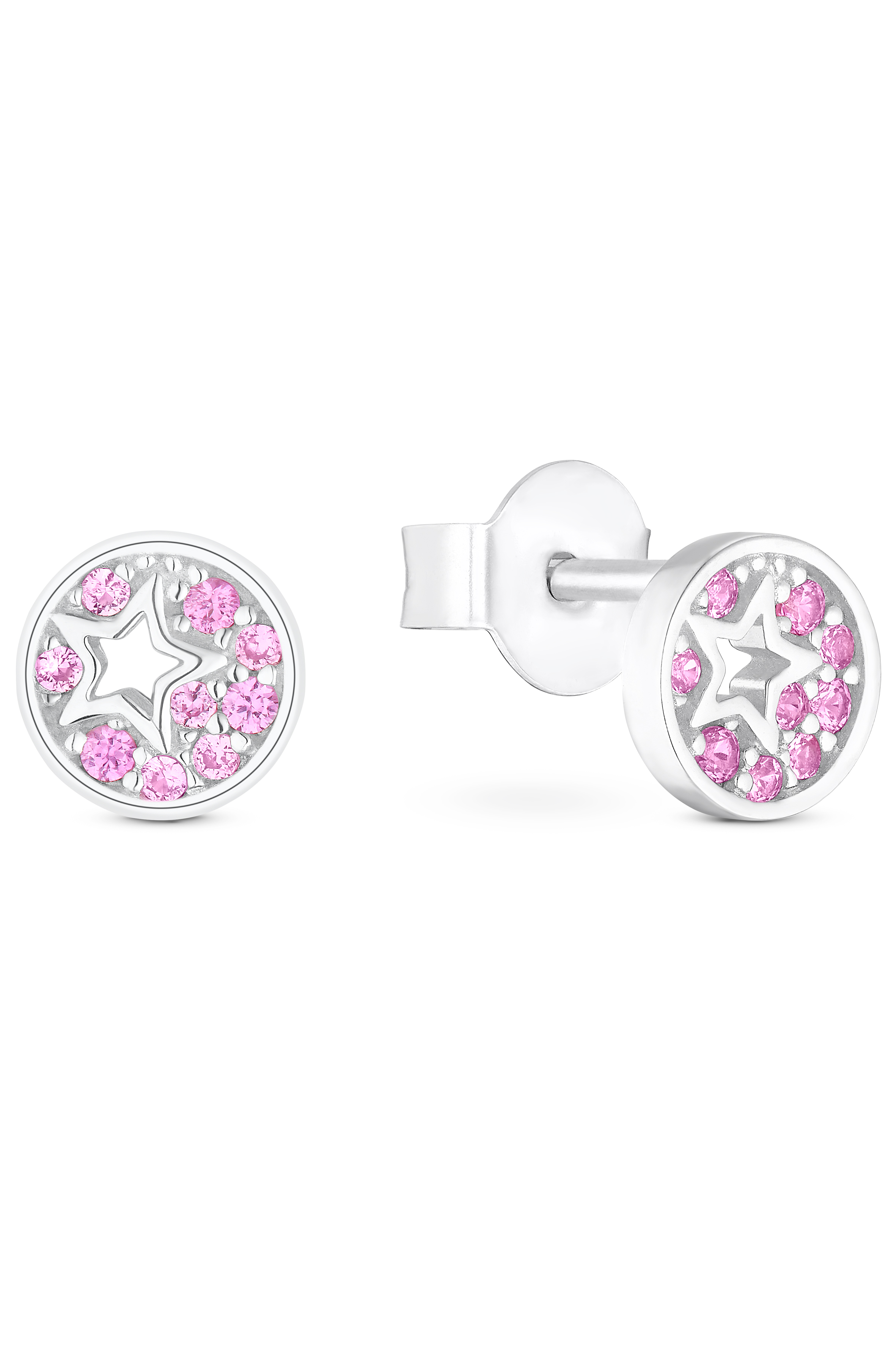 s.Oliver Kids Girls Ohrstecker 2036818 Stern Silber 925 synth. Zirkonia rosa