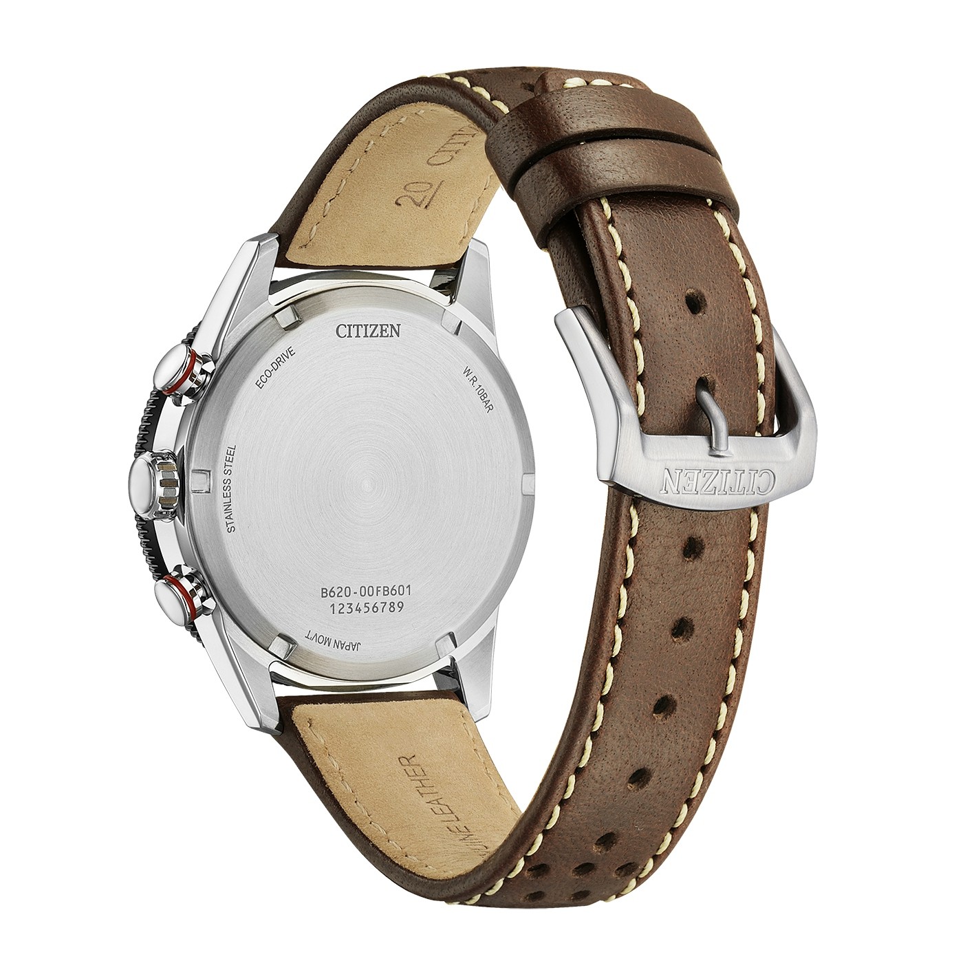 Citizen Herren Racing-Chronograph CA4714-04A Solar Eco Drive Edelstahl Lederband braun