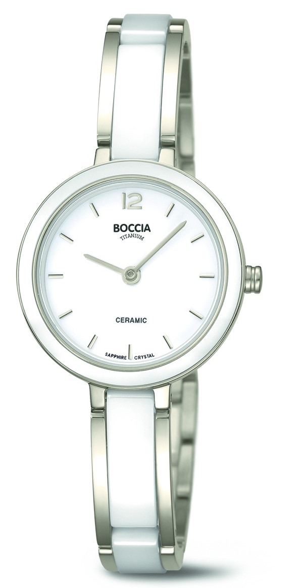 Boccia Damen Armbanduhr 3333-01 Titan Ceramic weiß