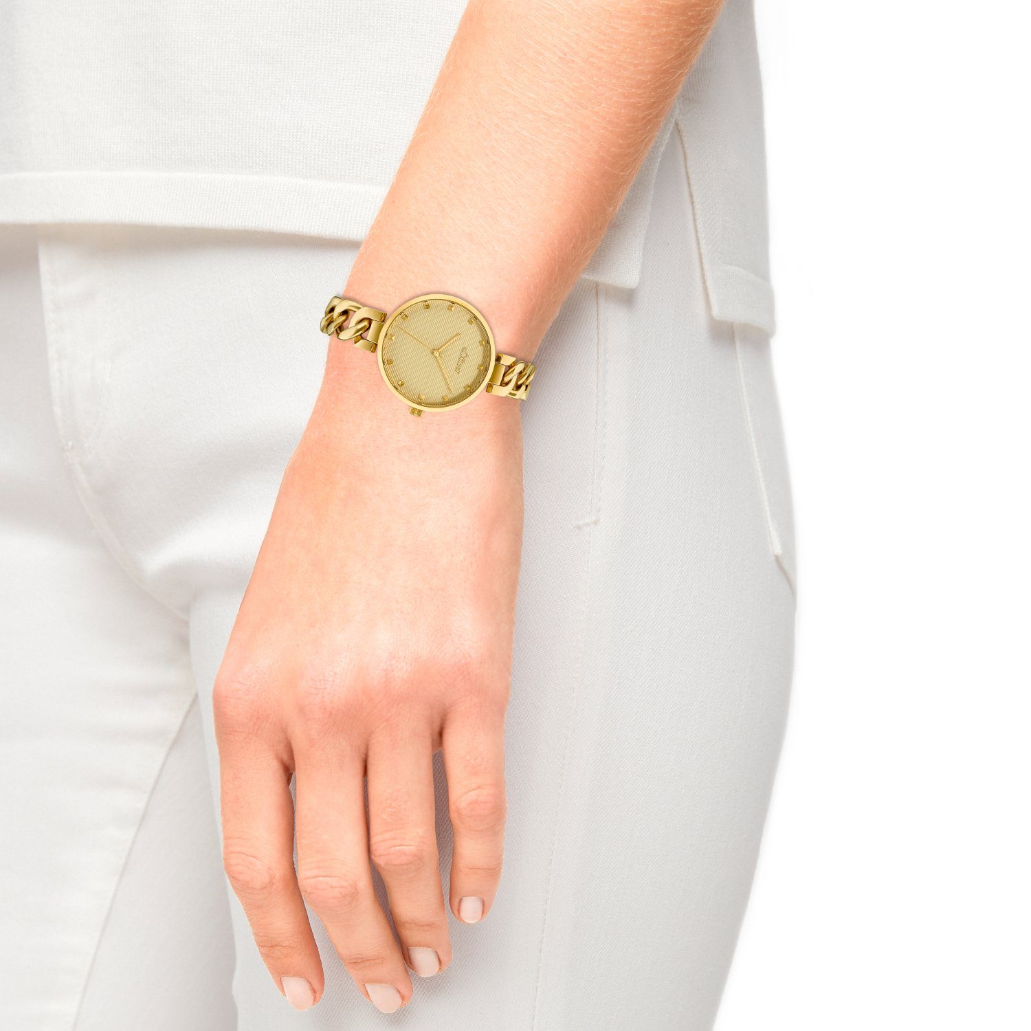 s.Oliver Damen Armbanduhr 2033522 Edelstahl IP gelbgold