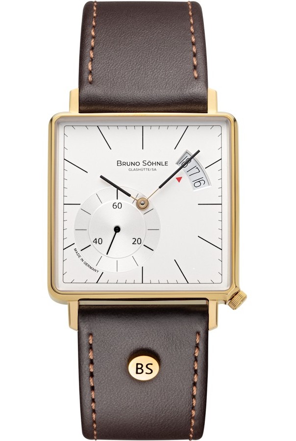 Bruno Söhnle Herren Armbanduhr 17-33072-241 Rondo III Big IP Gold mit Lederband braun