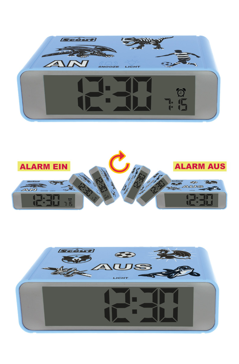 Scout Kinder Wecker 280001026 THE DIGI CLOCK blau