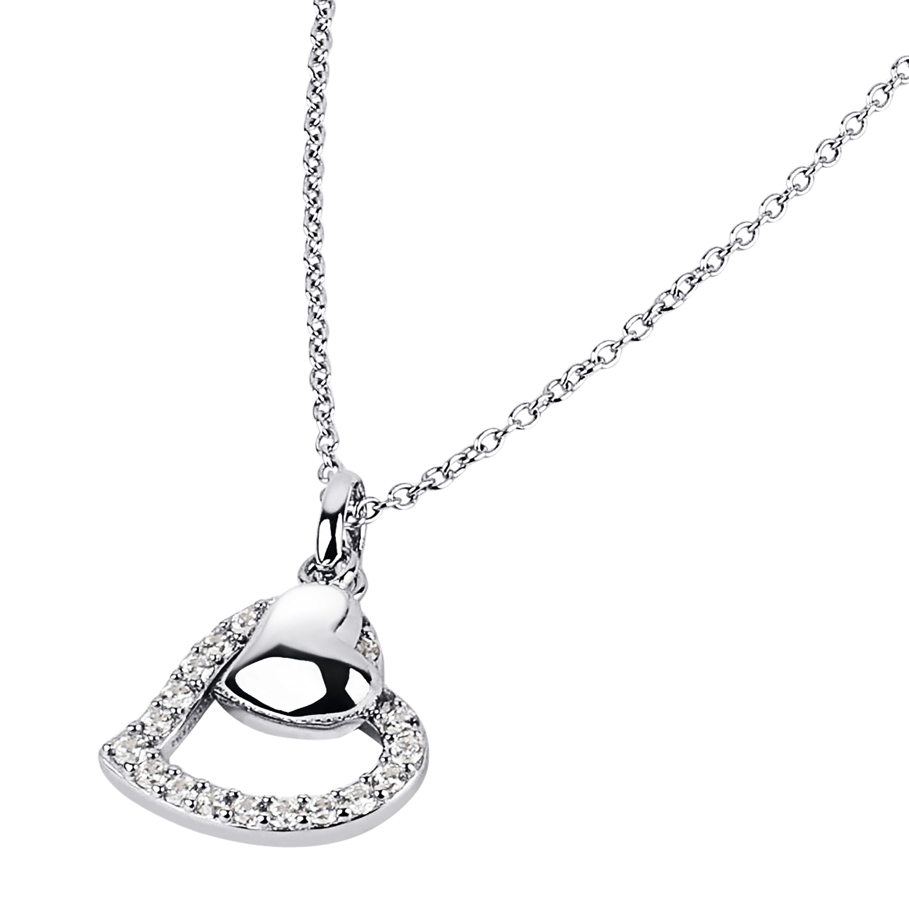 Tom Tailor Damen Halskette 2101277 mit Herz-Anhänger Silber 925 synth. Zirkonia