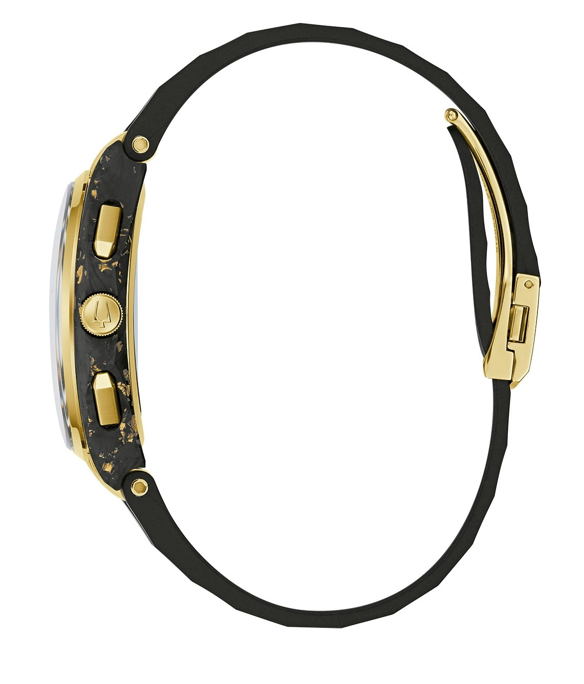 Bulova Herren Armbanduhr 98A328 Curv Chronograph schwarz-goldfarben Jubiläumsedition