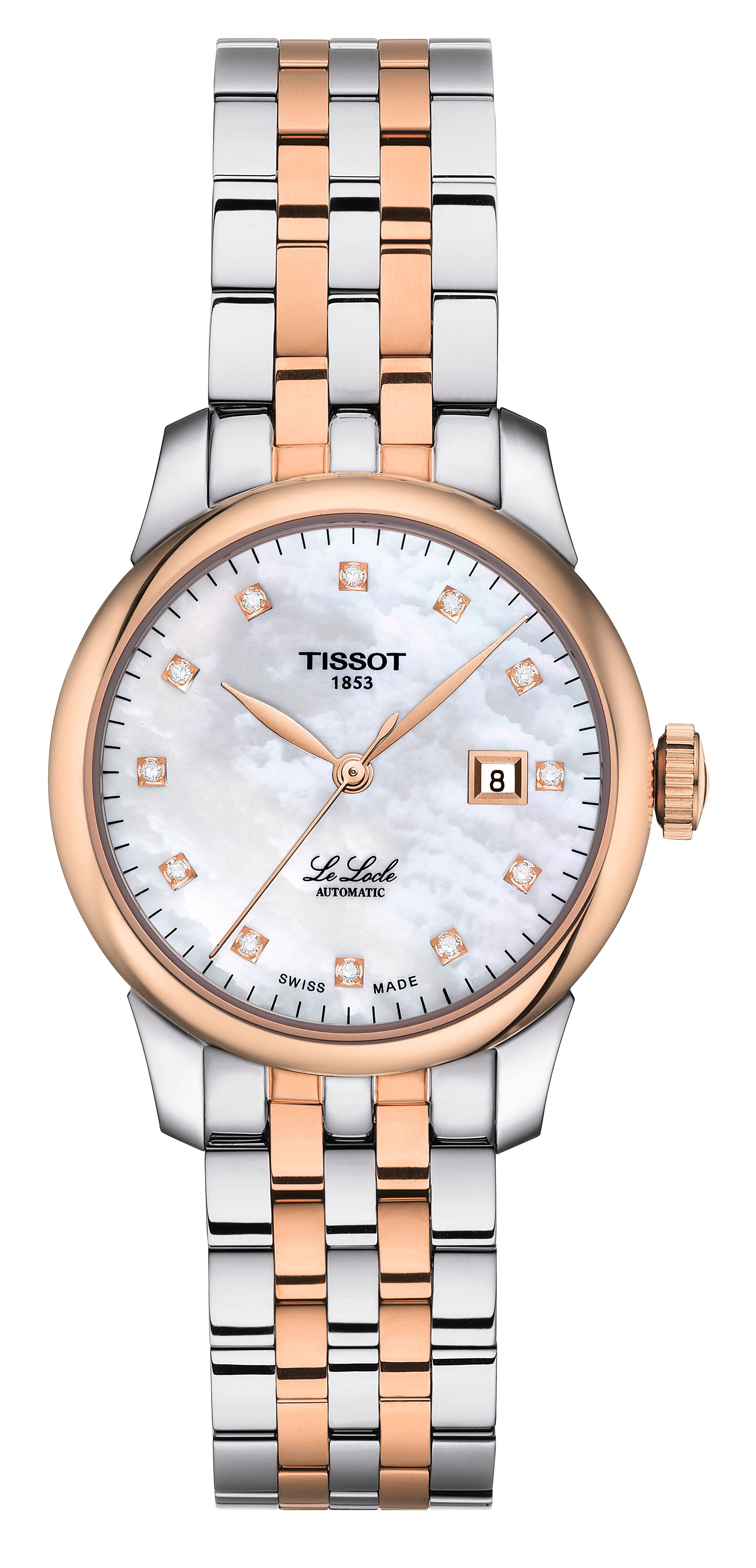 Tissot Damen Armbanduhr T006.207.22.116.00 Le Locle 29mm Automatik Edelstahl Bicolor Roségold PVD mit Diamantbesatz