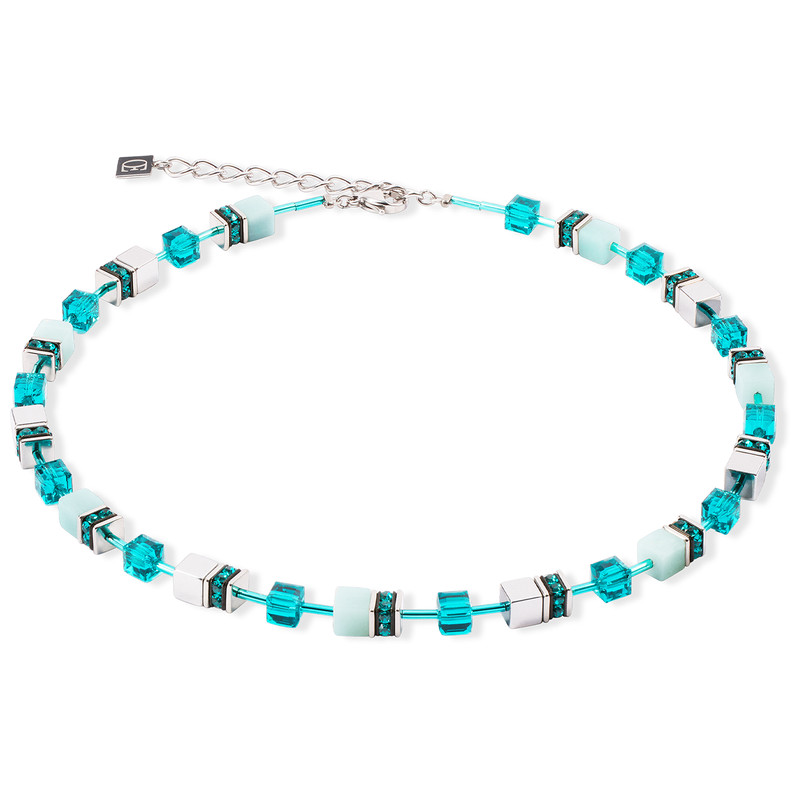 Coeur De Lion Damen Halskette 4010/10-0548 GeoCUBE® Iconic Precious Petrol Türkis