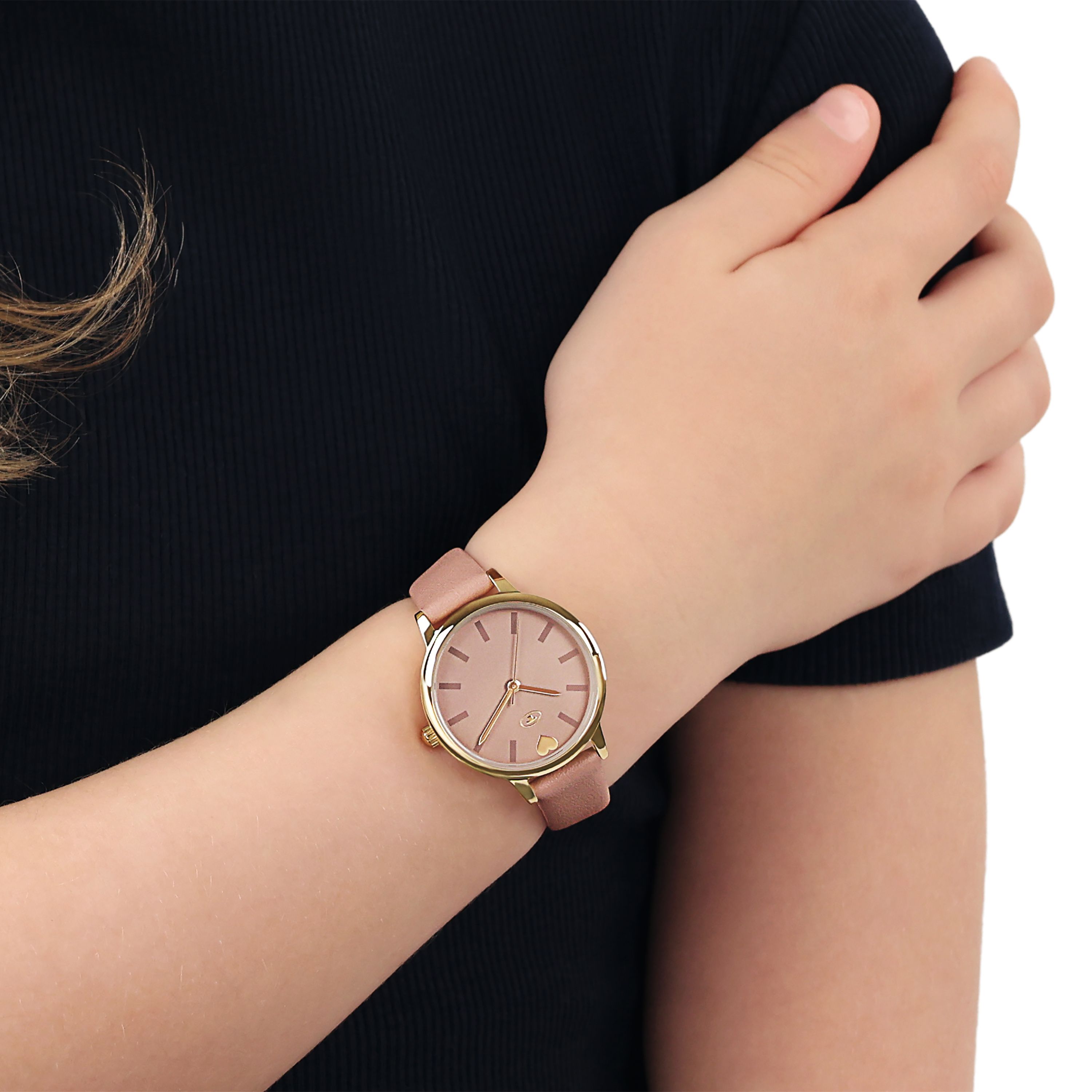 Tom Tailor Mädchen Armbanduhr 2100731 Gelbgold IP Kunstlederband rosé