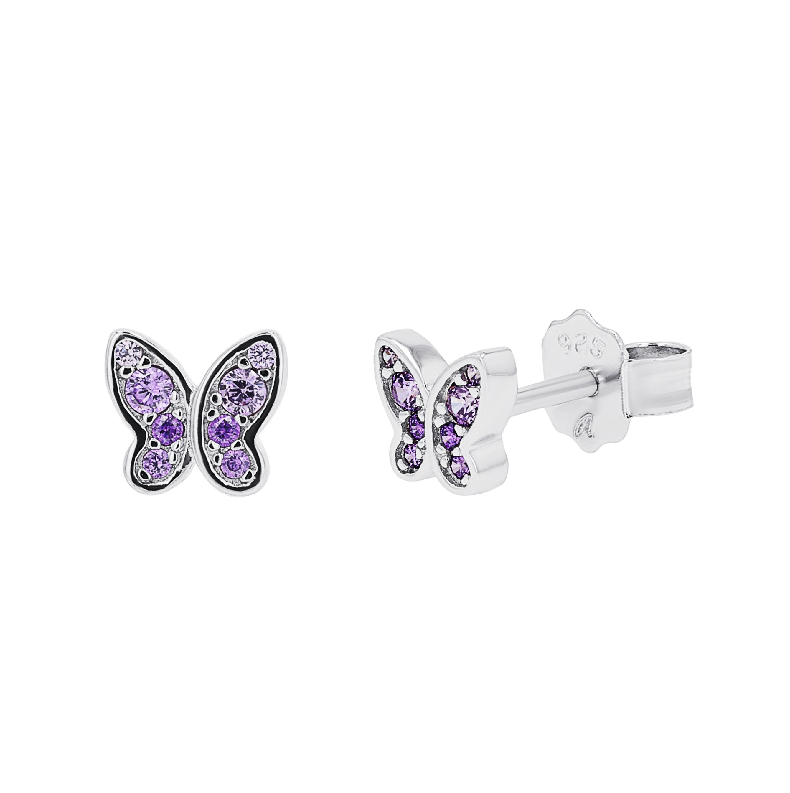 Tom Tailor Mädchen Ohrstecker 2101377 Schmetterling Silber 925 synth. Zirkonia lila