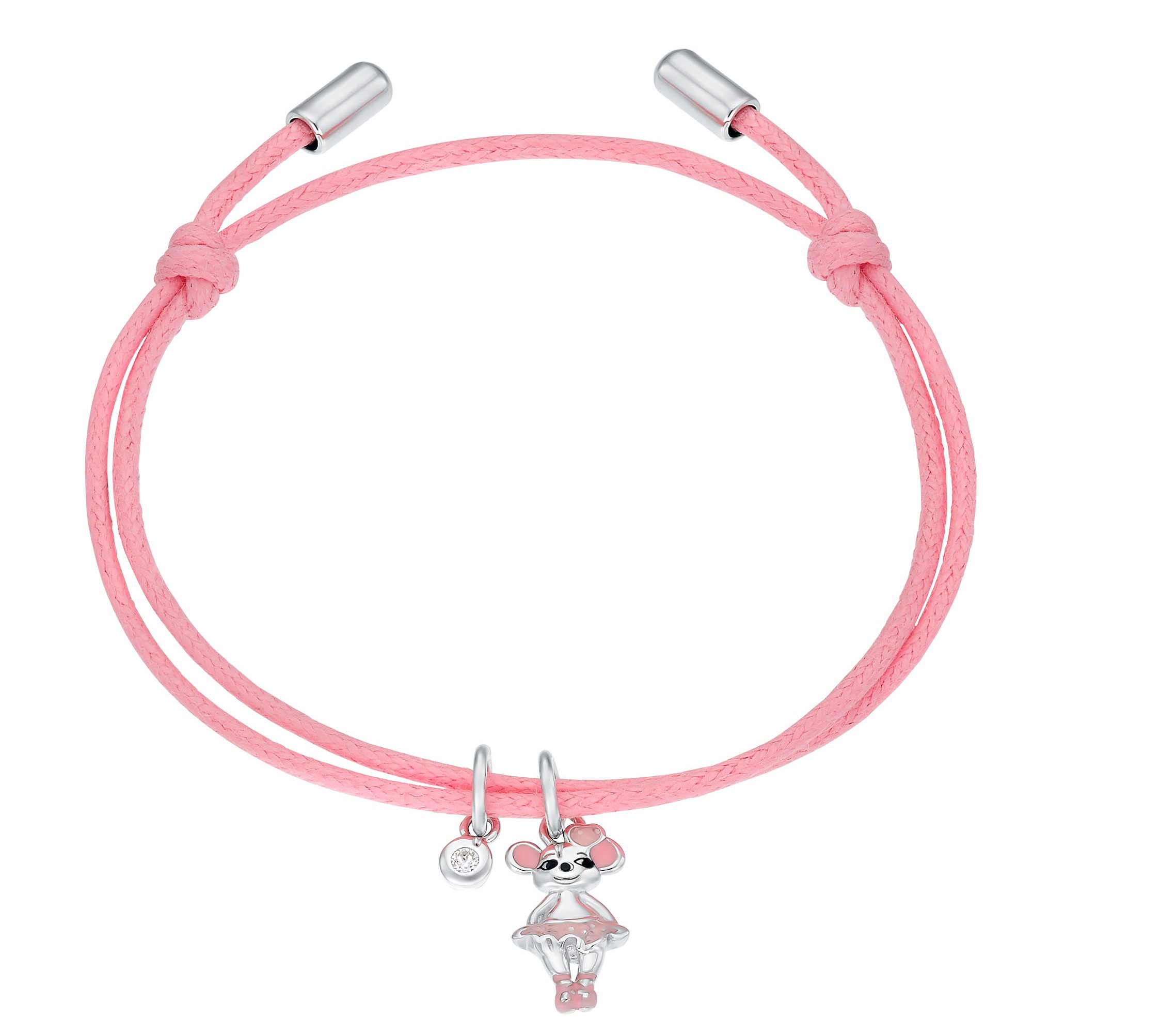 Lillifee Armband 2035974 Ballerina-Maus Silber 925/- Textilband rosa