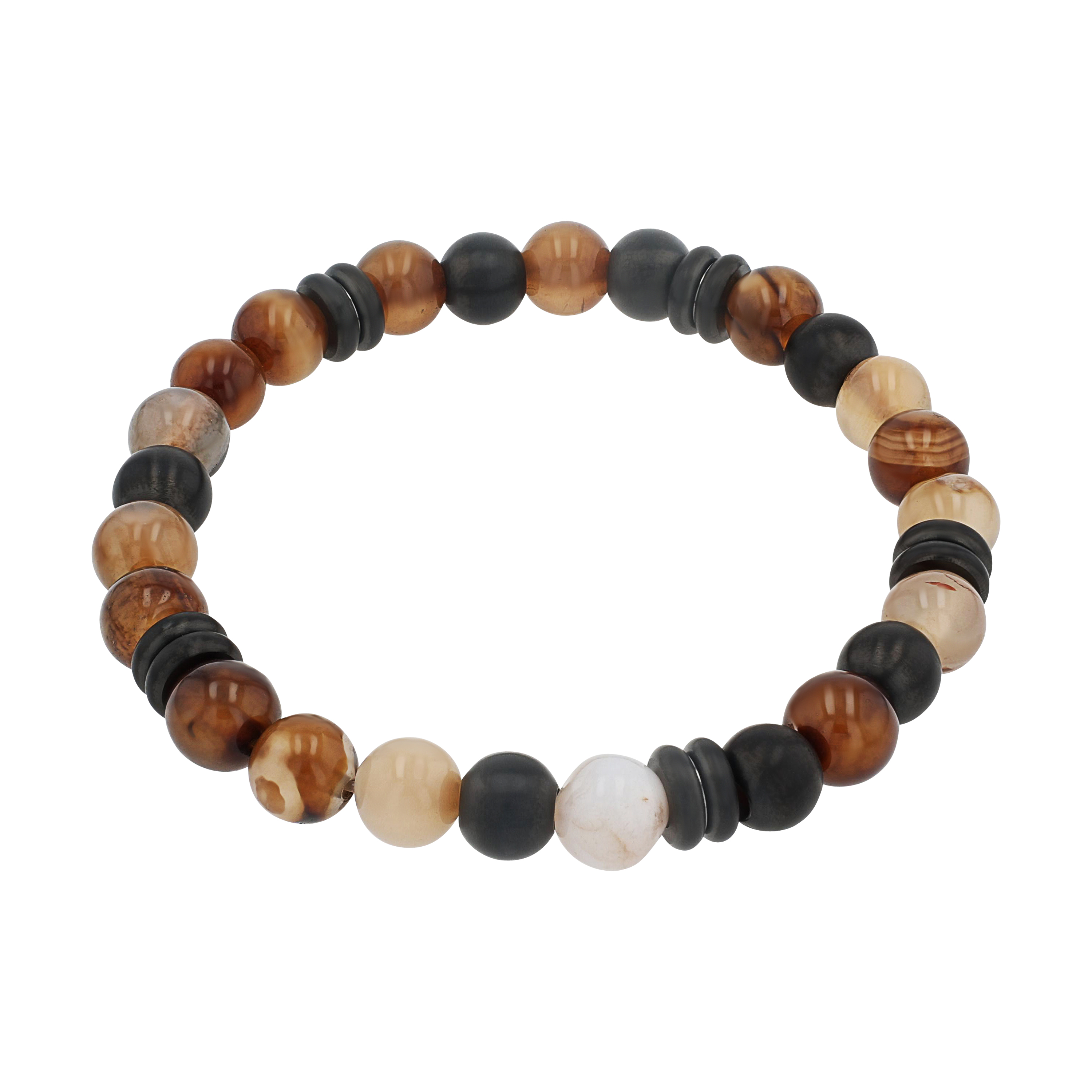 s.Oliver Herren Armband 2039733 Achatkugeln, Edelstahl IP Gun