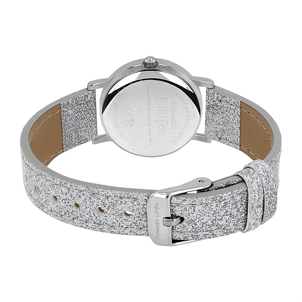 Prinzessin Lillifee Mädchen Armbanduhr 2100473 Kunstlederband silber glitzer