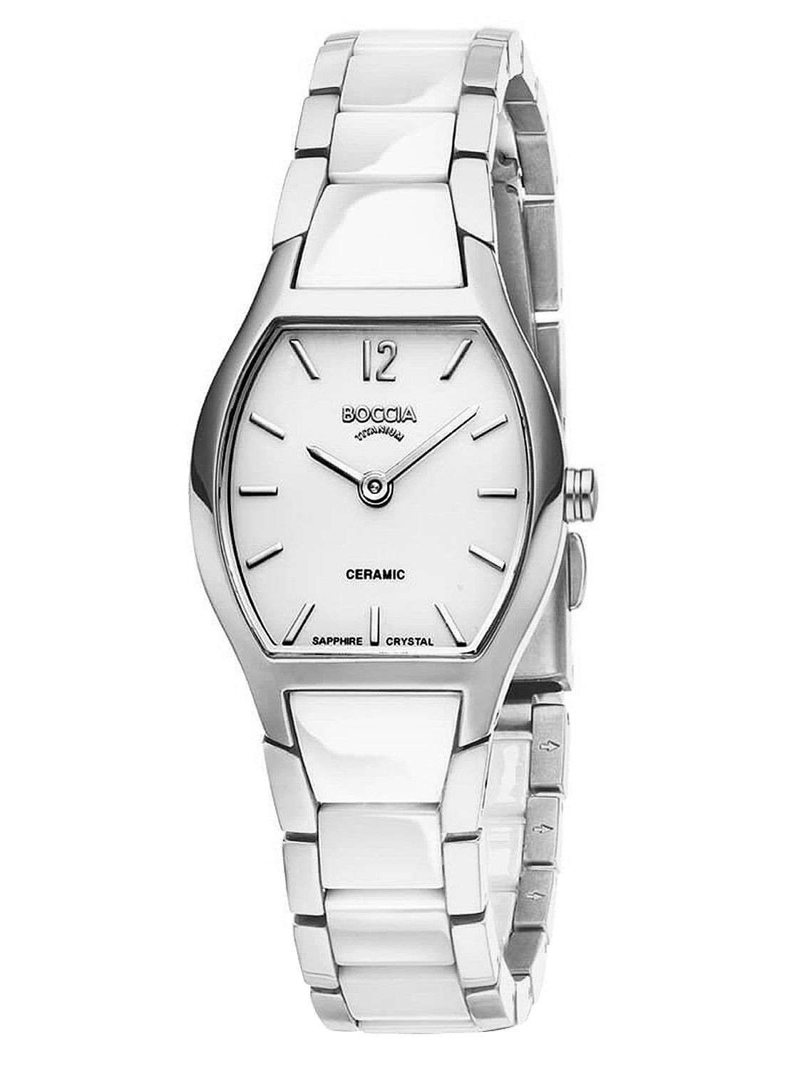Boccia Damen Armbanduhr 3361-01 Ceramic weiß Titan