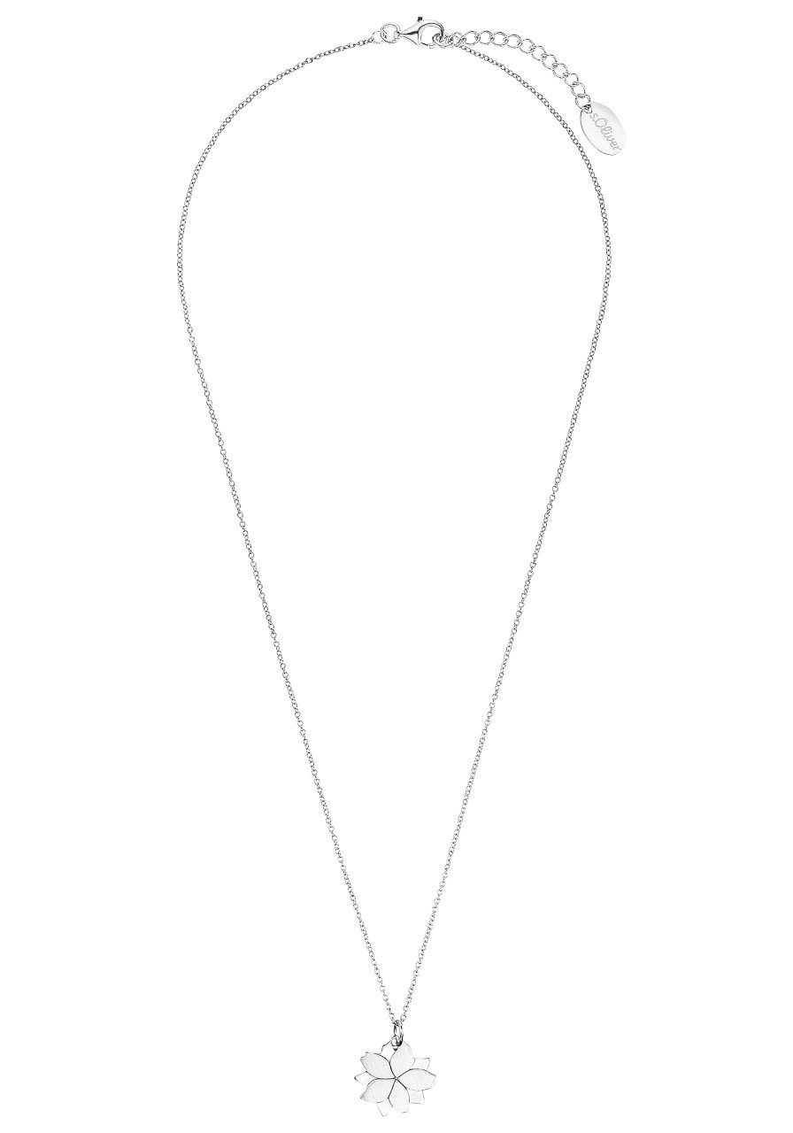 s.Oliver Damen Halskette 2034190 mit Anhänger Lotusblüte Silber 925