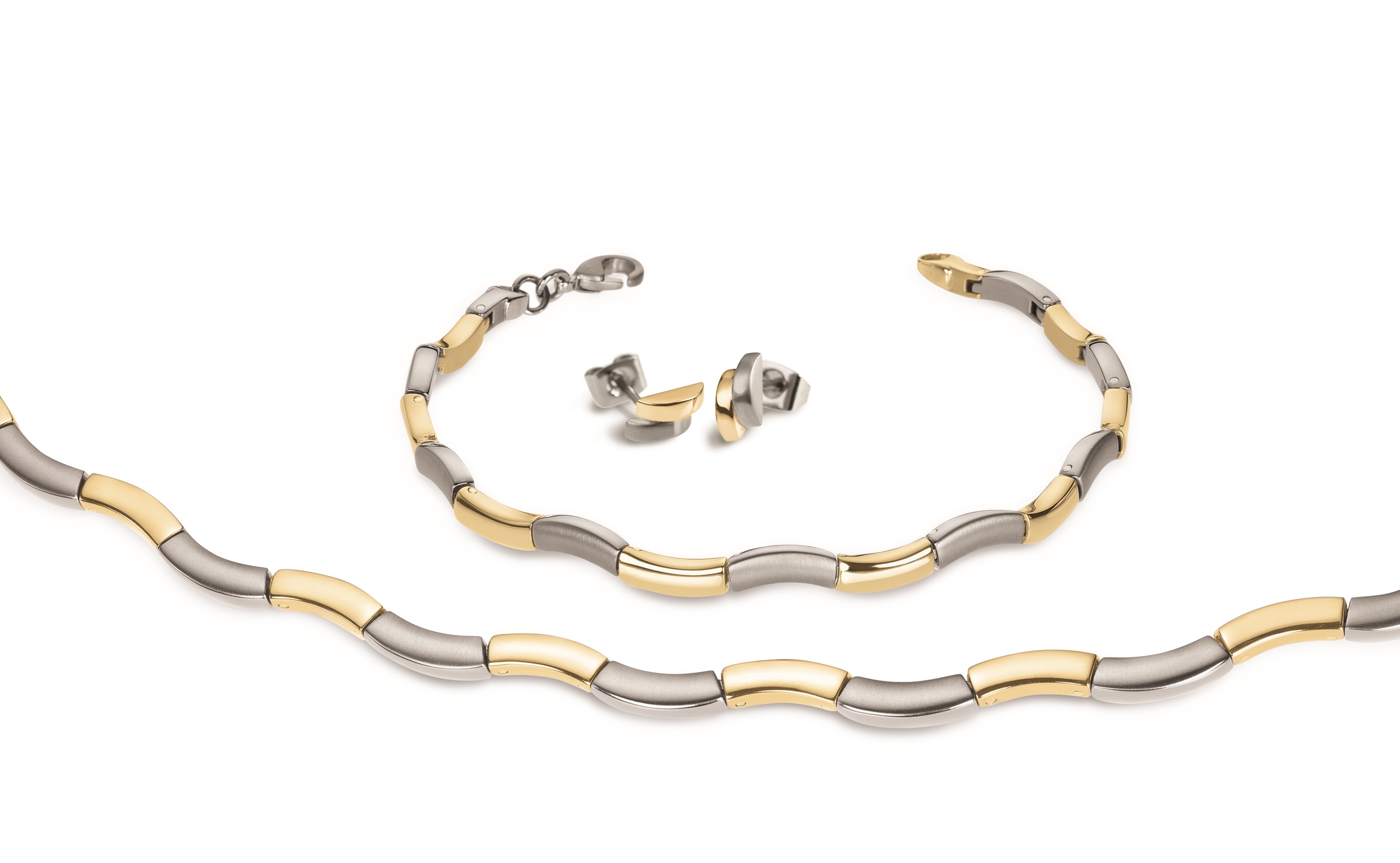 Boccia Damen Ohrstecker 0552-03 Titan bicolor goldplattiert