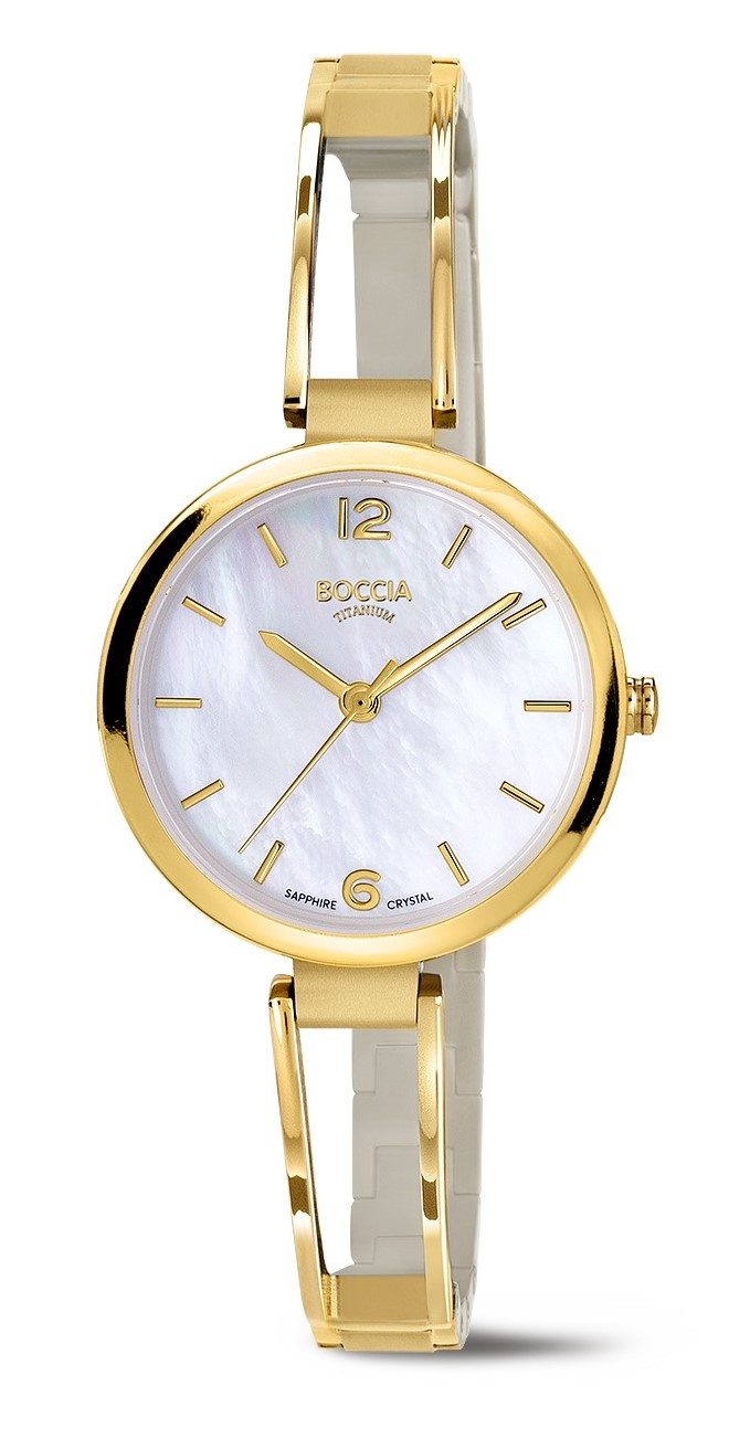 Boccia Damen Armbanduhr 3354-02 Style gelbgold IP