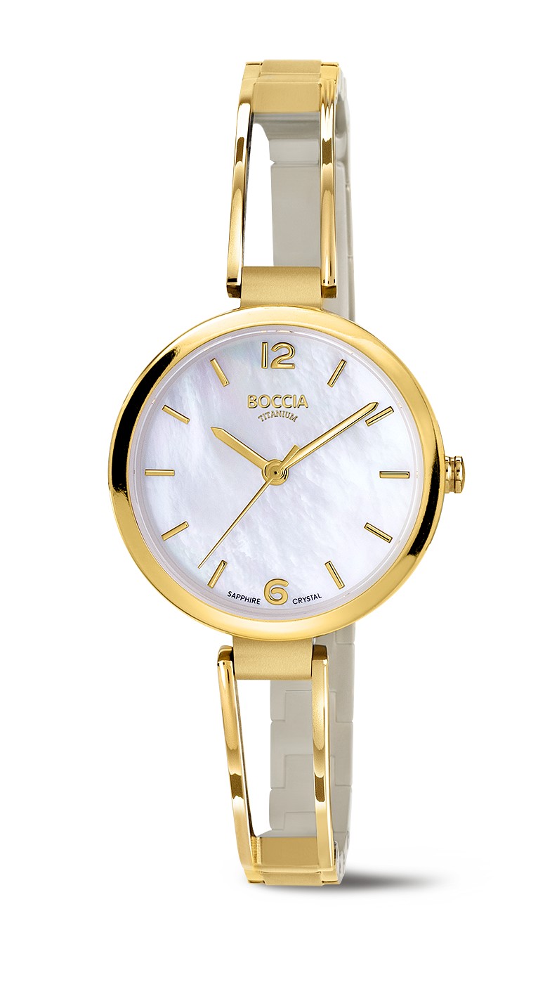 Boccia Damen Armbanduhr Style 3354-02 Reintitan goldplattiert
