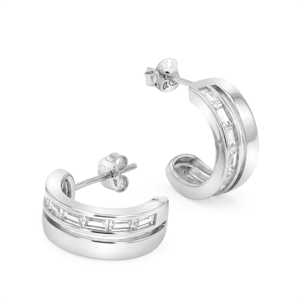Tom Tailor Damen Halbcreolen 2101810 Silber 925 Zirkonia