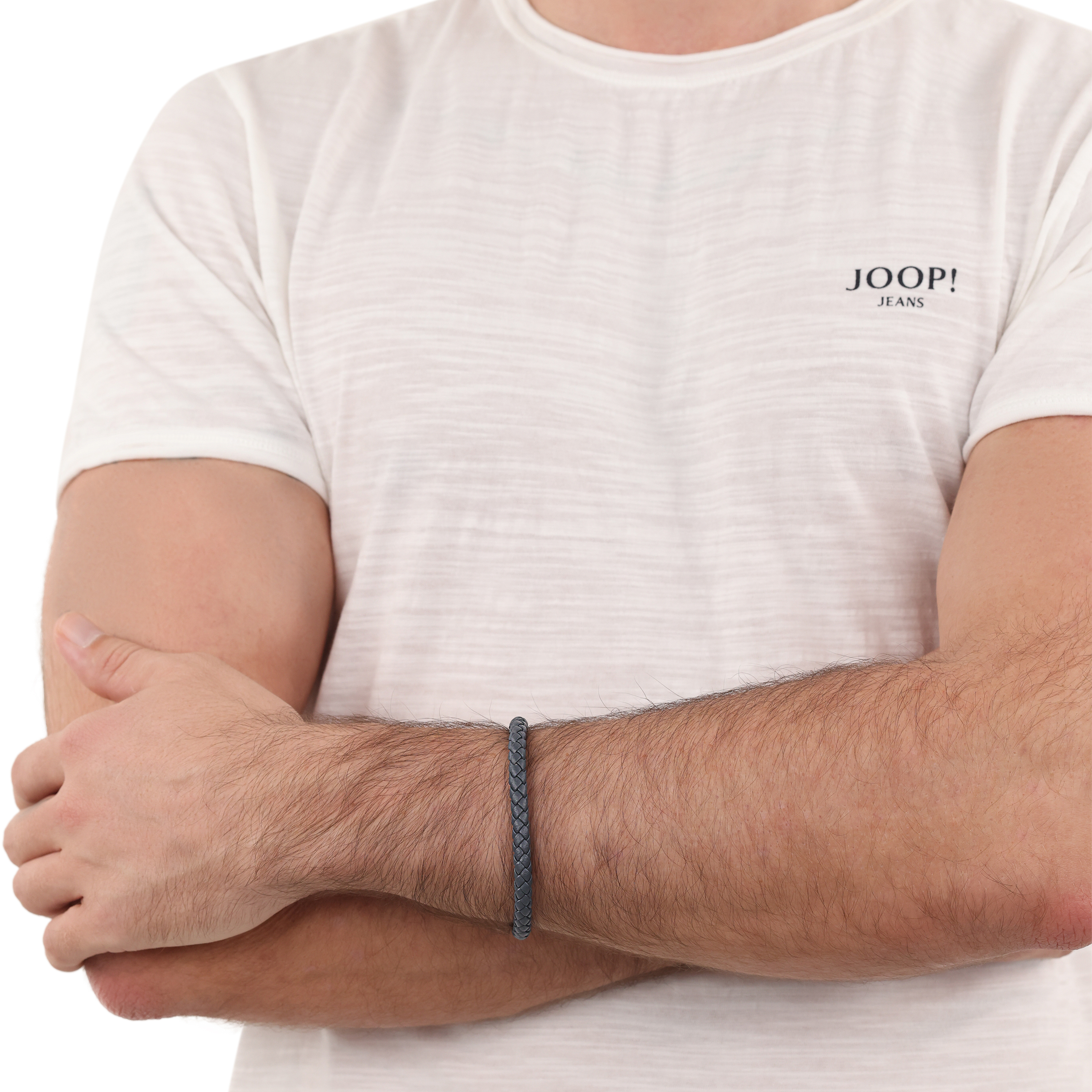 Joop! Herren Armband 2039826 Leder grau Edelstahl IP Gun