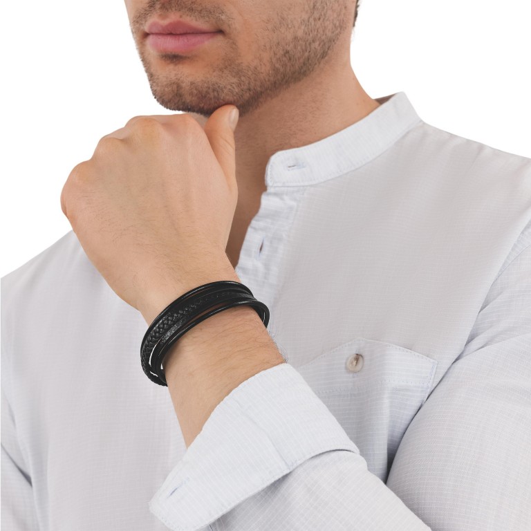Tom Tailor Herren Armband 2100693 Leder schwarz