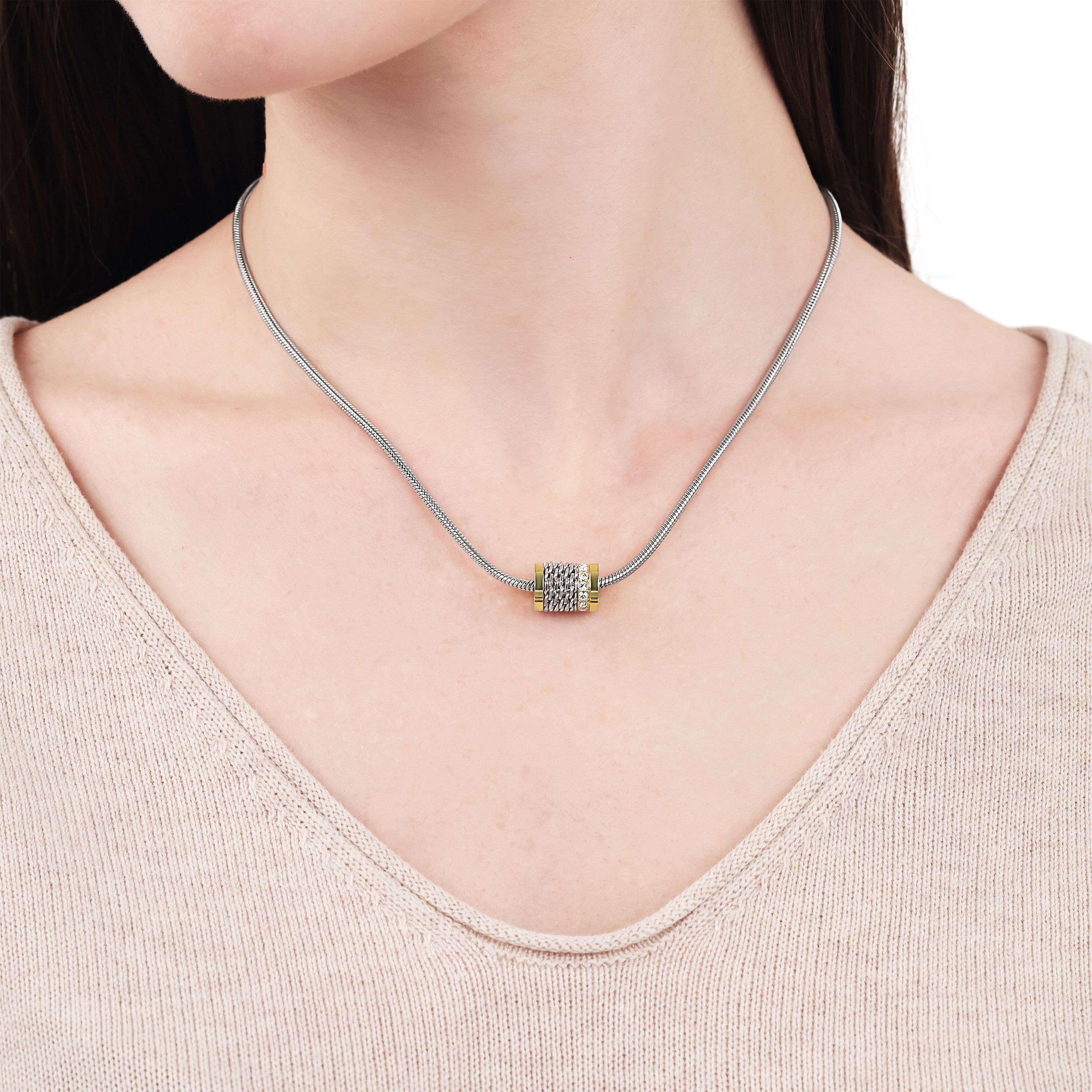 Tom Tailor Damen Halskette 2101288 Edelstahl Schlangengliederung mit Schmuck-Beads bicolor