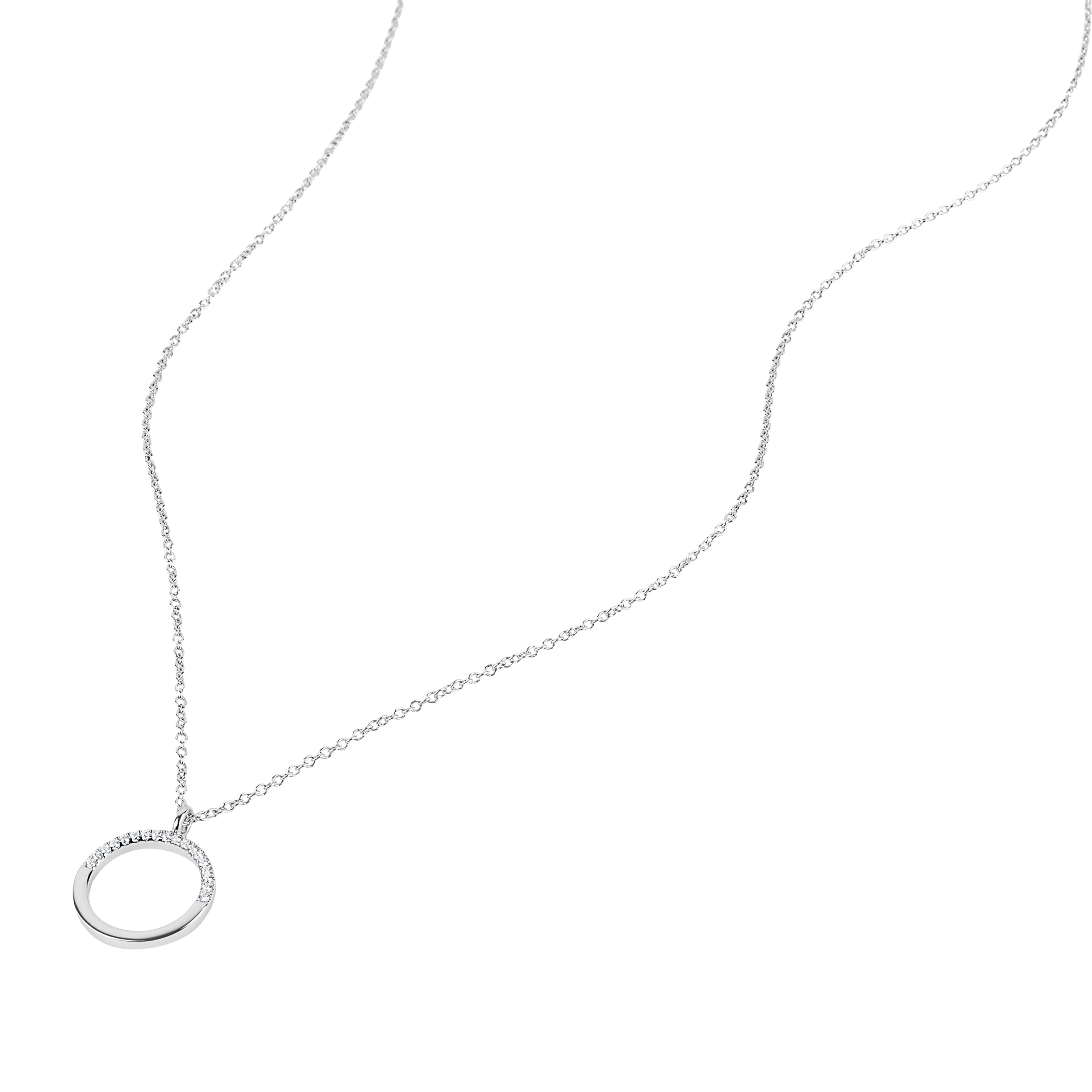 Tom Tailor Damen Halskette 2101279 mit Anhänger Kreis Silber 925 synth. Zirkonia