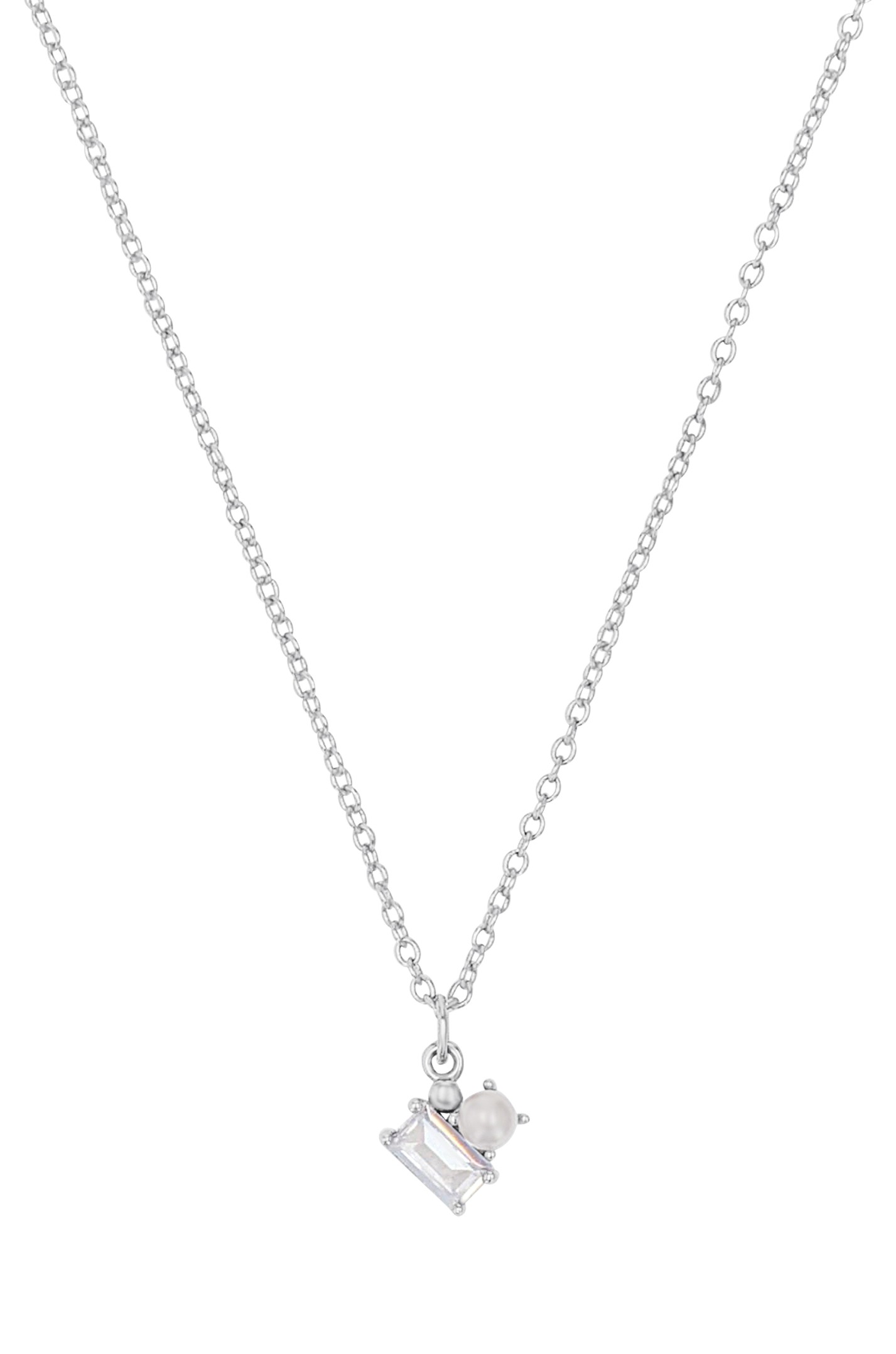 s.Oliver Damen Halskette 2039696 Silber 925 synth. Zirkonia, Süßwasserzuchtperle 