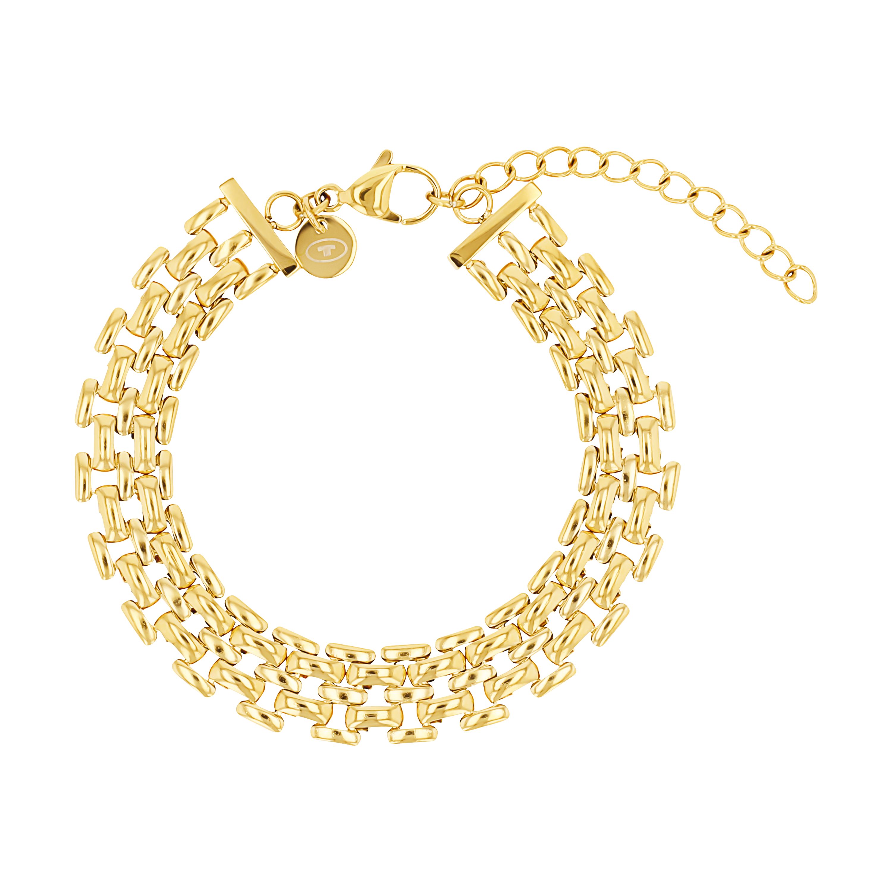 Tom Tailor Damen Armband 2101432 Edelstahl Fantasiegliederung goldplattiert 