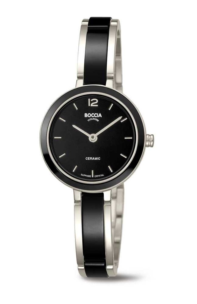 Boccia Damen Armbanduhr 3333-02 Reintitan Ceramic schwarz