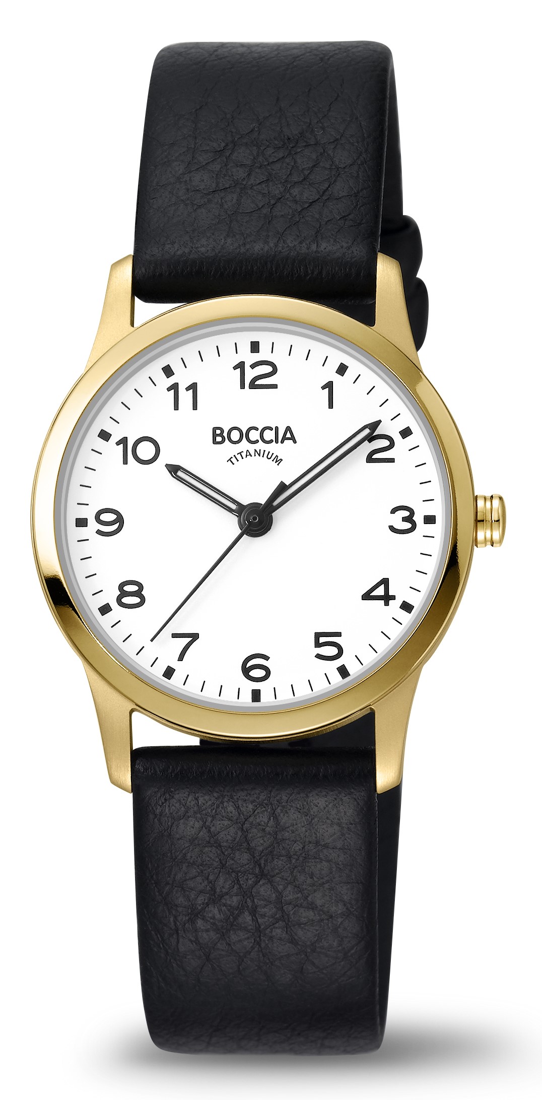 Boccia Damen Armbanduhr 3287-06 Classic Titan gold IP Lederband